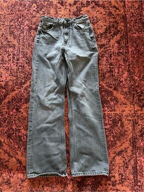 Zara Women’s Faded Black Straight Leg Denim Jean Boot Cut Size 2